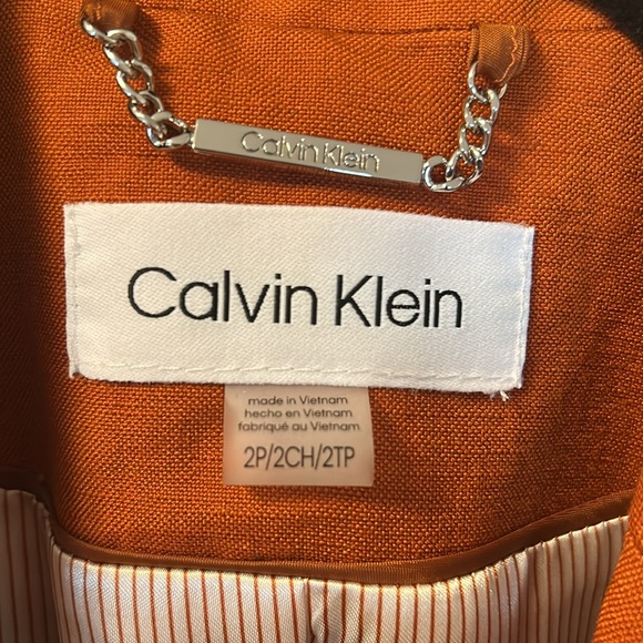 Calvin Klein Linen Ruched 3/4 Sleeve Blazer - Picture 5 of 13